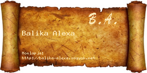 Balika Alexa névjegykártya
